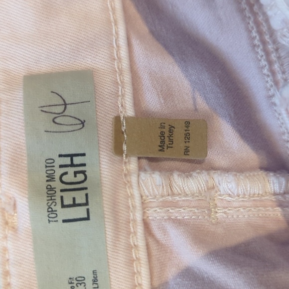 Topshop Moto Leigh Light Pink Super Soft Stretch Jeans - Size 26 Great Condition - Picture 4 of 5
